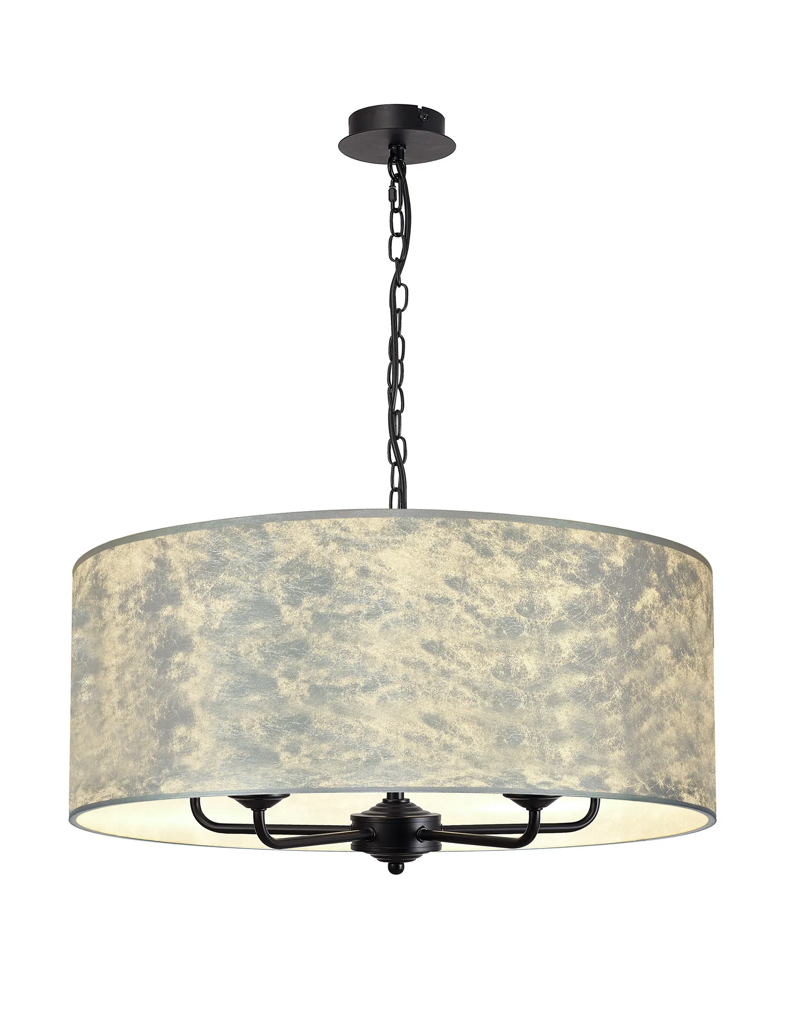 Banyan 60cm 5 Light Pendant Matt Black; Silver Leaf